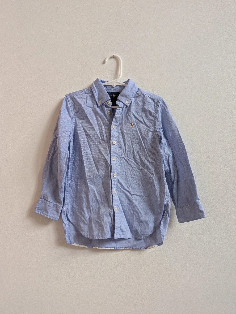 Ralph Lauren Button Down Shirt 4T Boys Chambray Long Sleeve Logo Pony